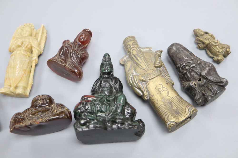 A group of Chinese metalware and stone deities (9)